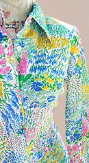 vintage 70s sheer floral blouse