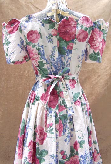 vintage 80s 40s-inspired floral tea gown