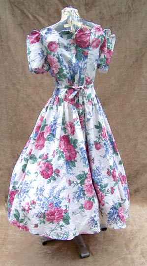 vintage 80s 40s-inspired peony tea gown