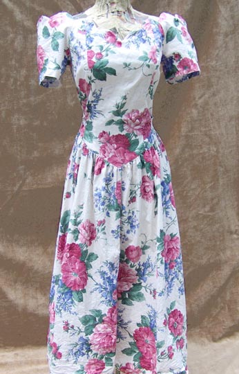 vintage 80s retro large florals dress