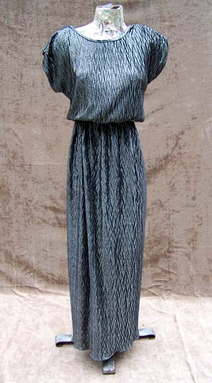 vintage 80s glam silver gown
