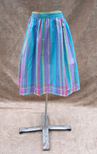 vintage 80s preppy madras cotton skirt
