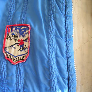 vintage quilted blue jacket