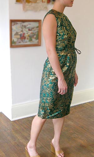 50s metallic brocade dress