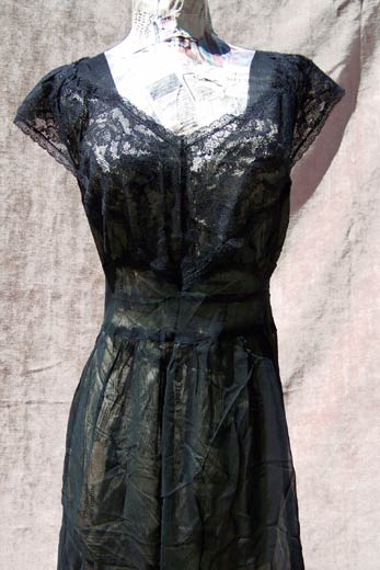 vintage 40s sheer black nightgown