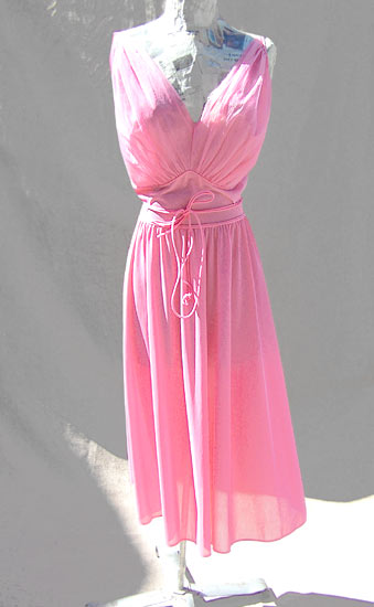 vintage 50s pink chiffon nightgown