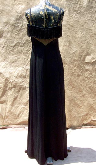 vintage 40s black rayon evening dress