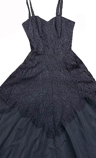 vintage 30s 40s black lace tulle gown