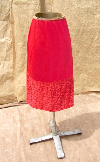 vintage 50s red nylon half-slip