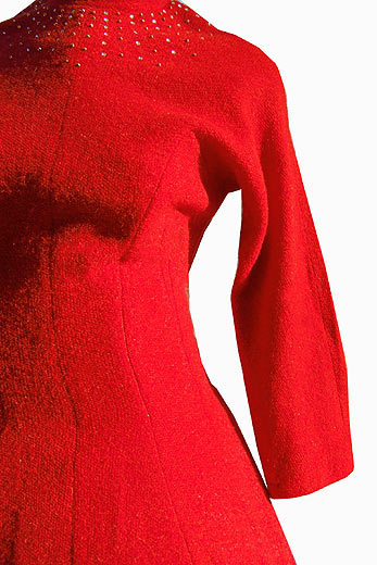 50s new look red boucle dress