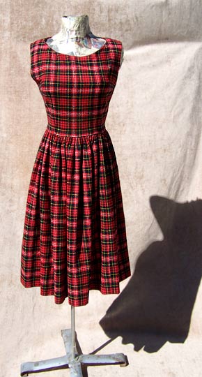vintage 50s 60s plaid dirndl dress